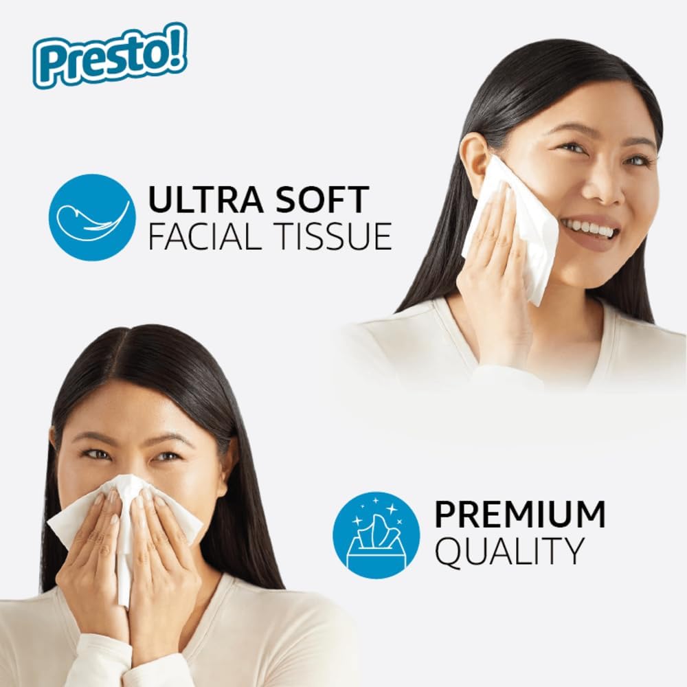 Detalle de Brand Amazon Presto! Ultra-Soft 3-Ply Facial T tissues, 264 count (4 x 66) – FSC-Certified