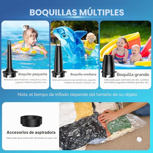 Thumbnail 2 de Preciva Bomba de Aire Eléctrica Portátil con Batería de 5200 mAh y 4 Boquillas