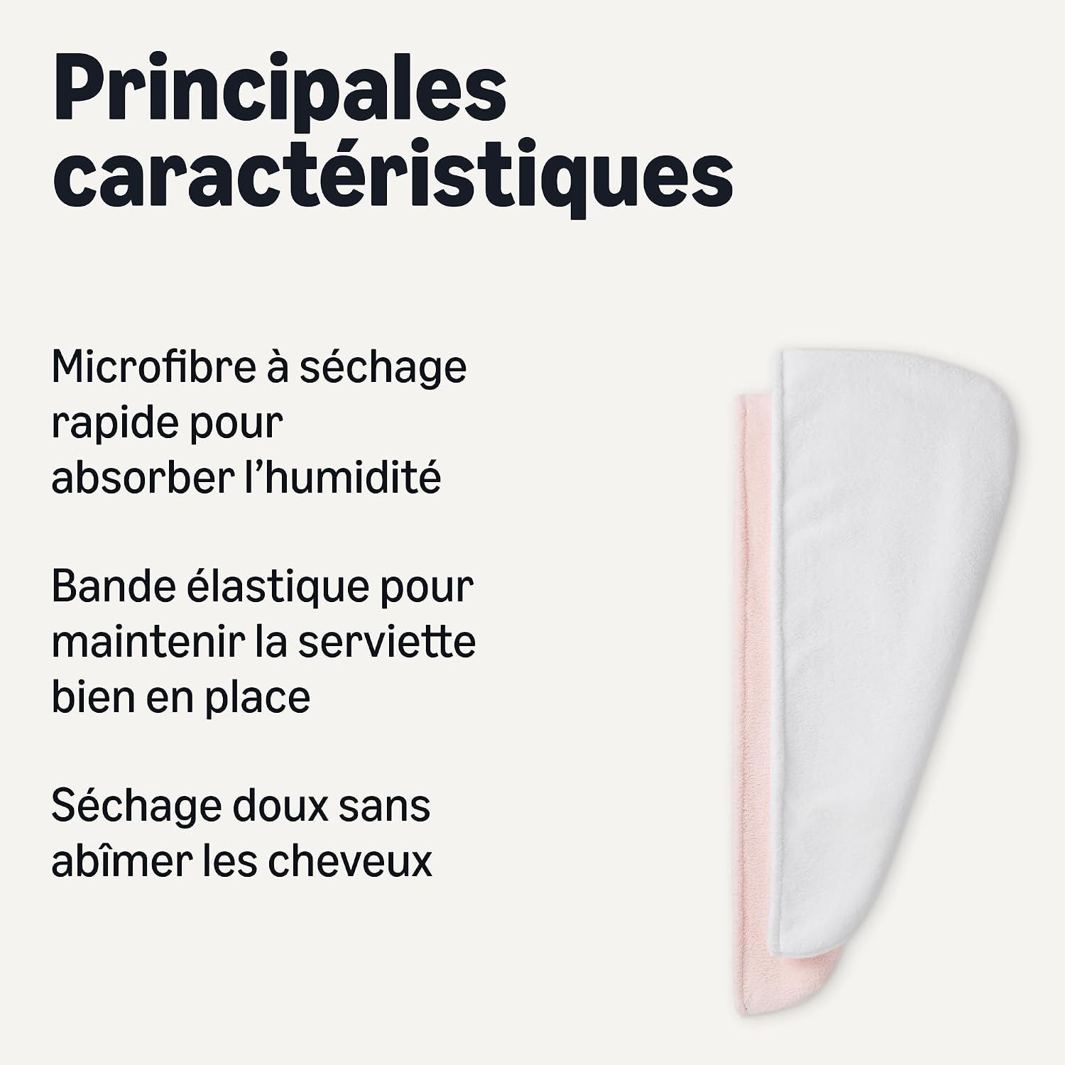 Thumbnail 1 de Lot de 2 Serviettes Turbans en Microfibre pour Cheveux – Amazon Basics (Blanc et Rose)