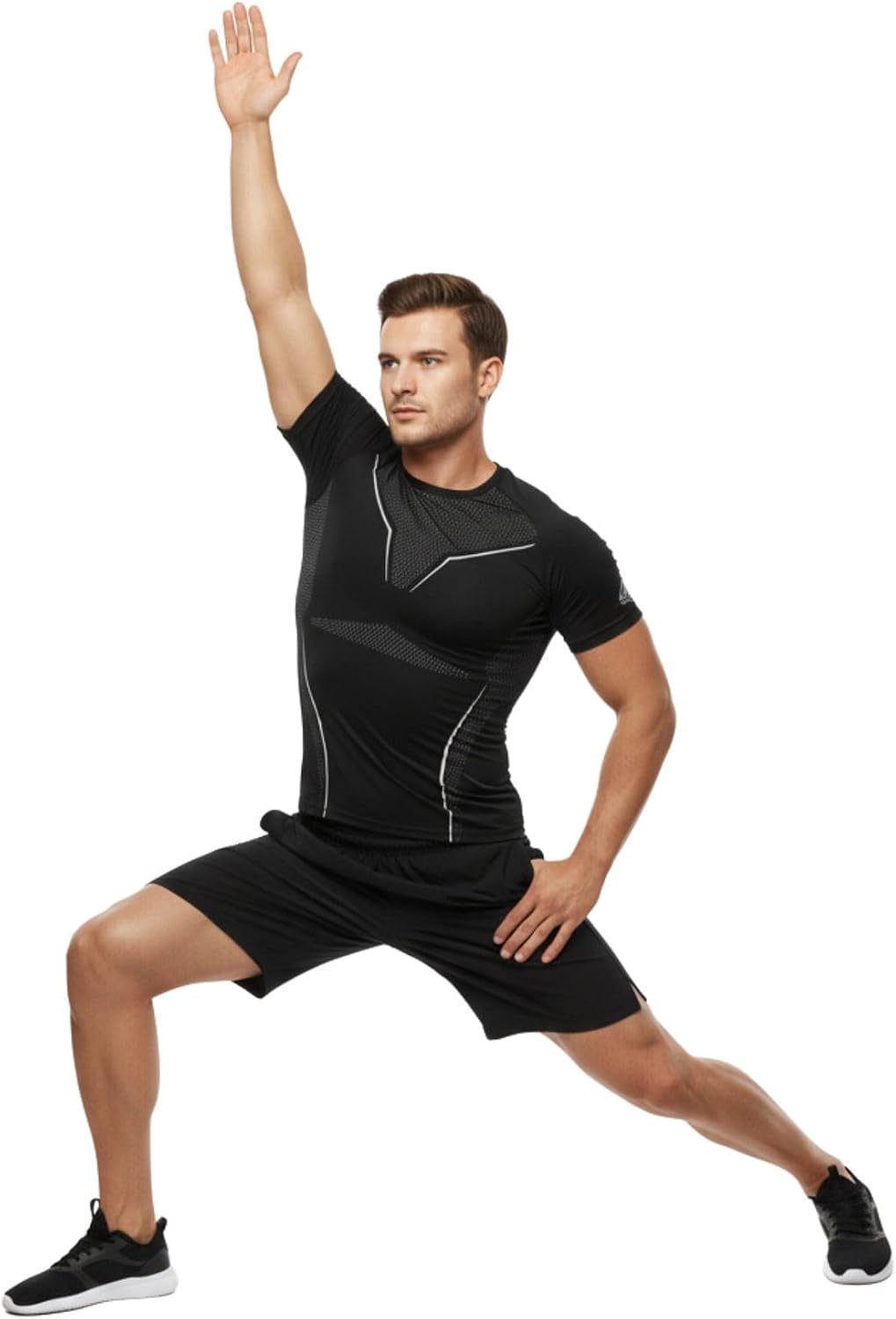 Detalle de AMZSPORT chemise de compression homme à manches courtes – couche de base à séchage rapide