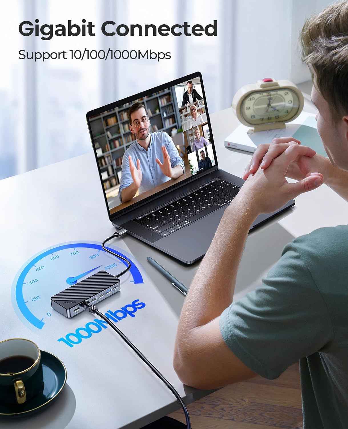 Detalle 2 de ORICO OM28PR Docking Station USB-C 8 in 1 con case per SSD M.2 NVMe/SATA e HDMI 4K@60Hz