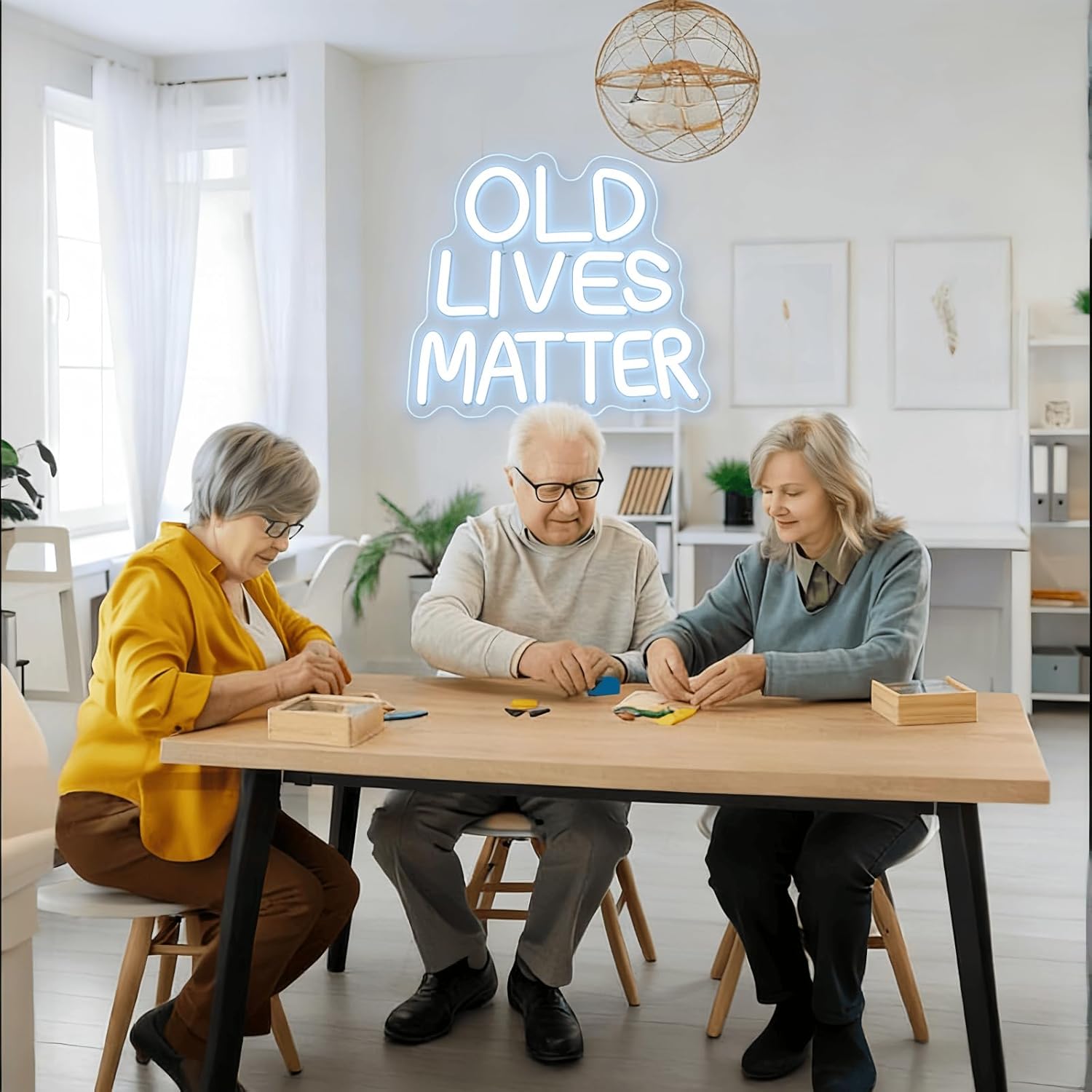 Thumbnail 3 de Old Lives Matter Neon Schild – LED Weiß, USB, dimmbar (28×28 cm)