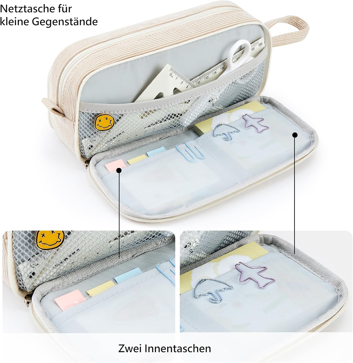 Detalle 2 de KALIDI Federmäppchen mit 3 Fächern – Große Kapazität, klare Organisation