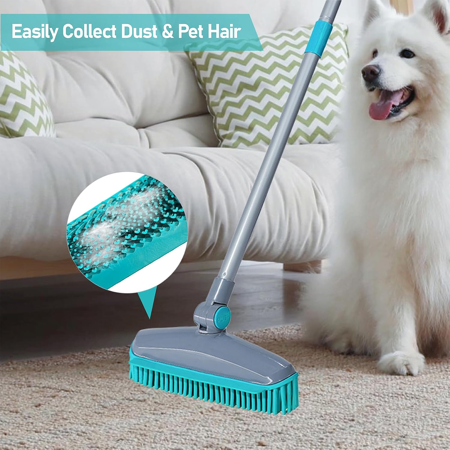 Detalle 2 de Rubber Broom with Squeegee, 51-Inch Iron Handle
