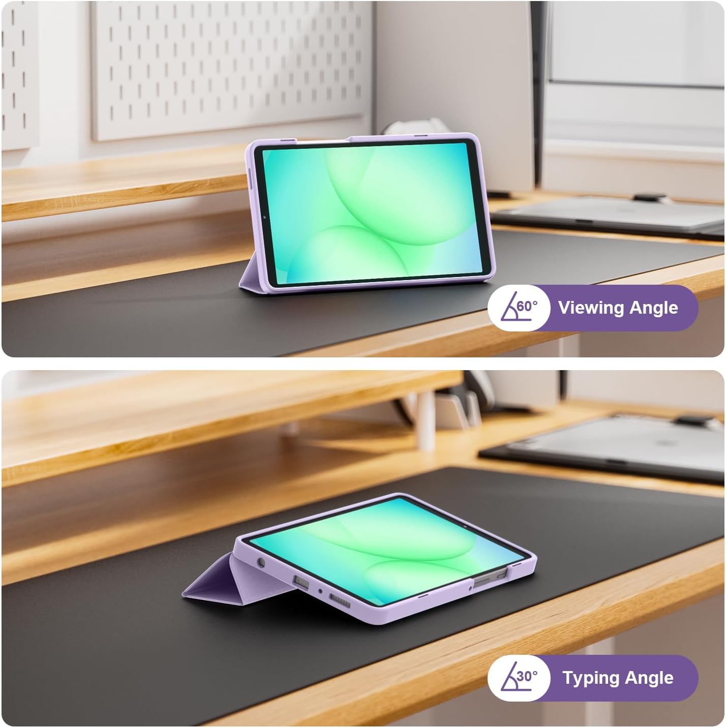 Thumbnail 3 de Sonlaryin Case for Samsung Galaxy Tab A11/A9 8.7in (2025/2023) – Two-Angle Trifold Stand, Light Purple