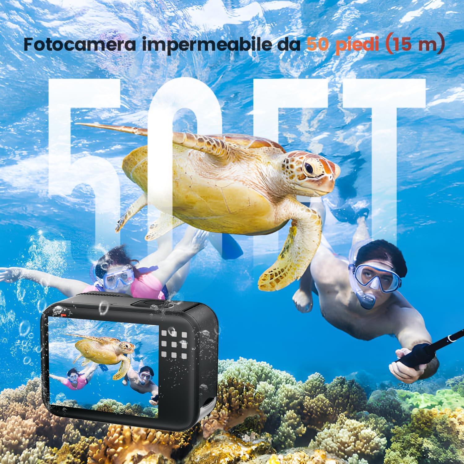 Detalle de Euorosi 4K 60FPS Action Cam con 64GB e Accessori: immersioni, casco e Wi‑Fi