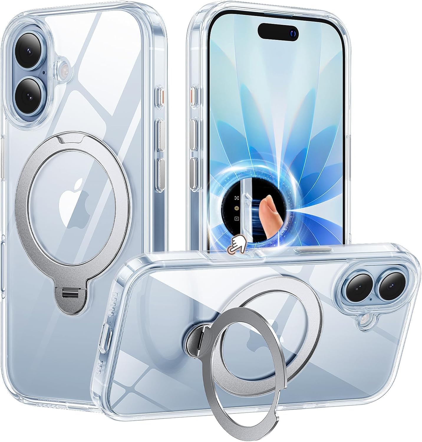 Detalle de Gyizho 360° Ring Stand Case for iPhone 17 – MagSafe Compatible, Anti-Yellowing, Scratch-Resistant (Clear)