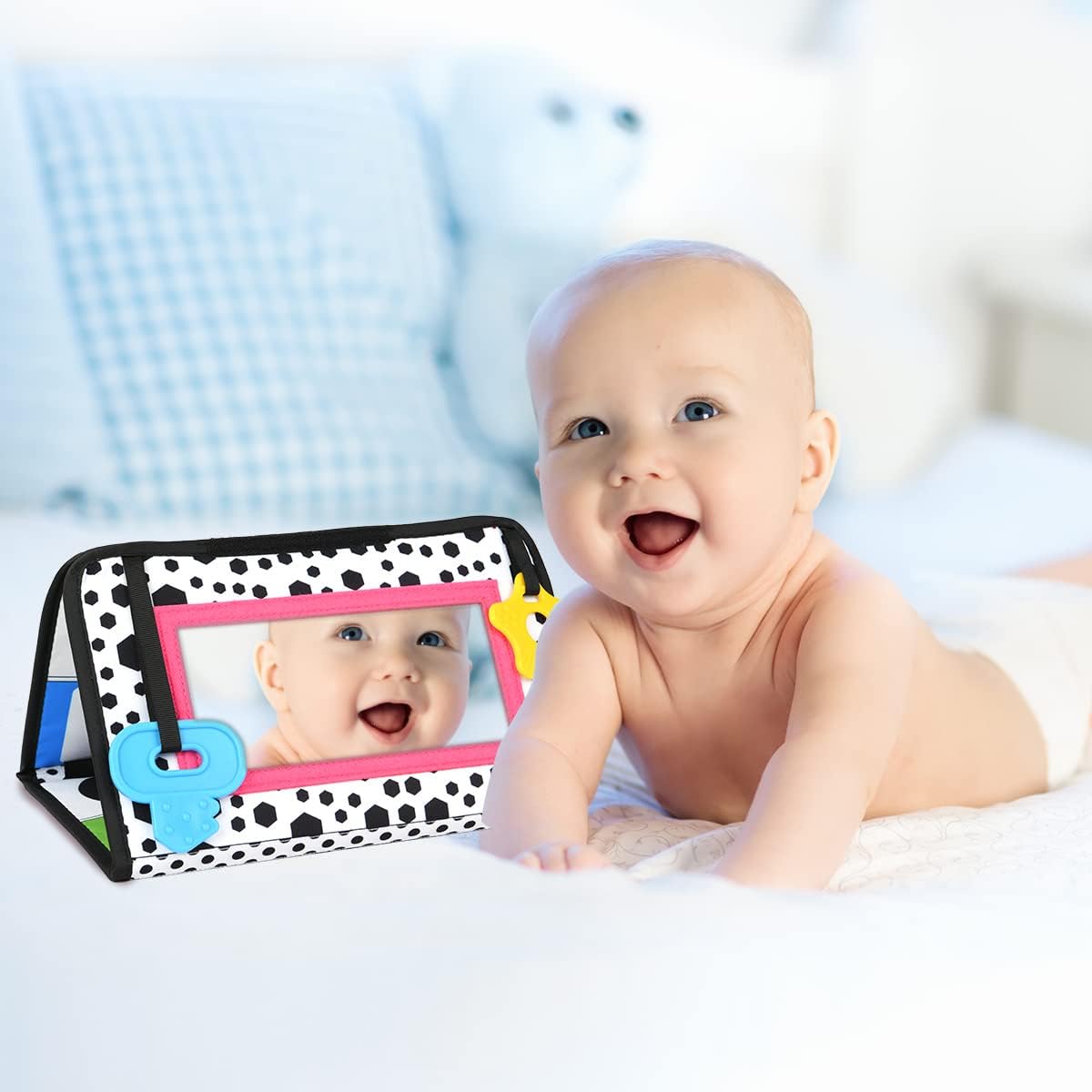 Detalle 2 de Vicloon babyspiegel met knisperboek, opvouwbaar met zachte stof en bijtring