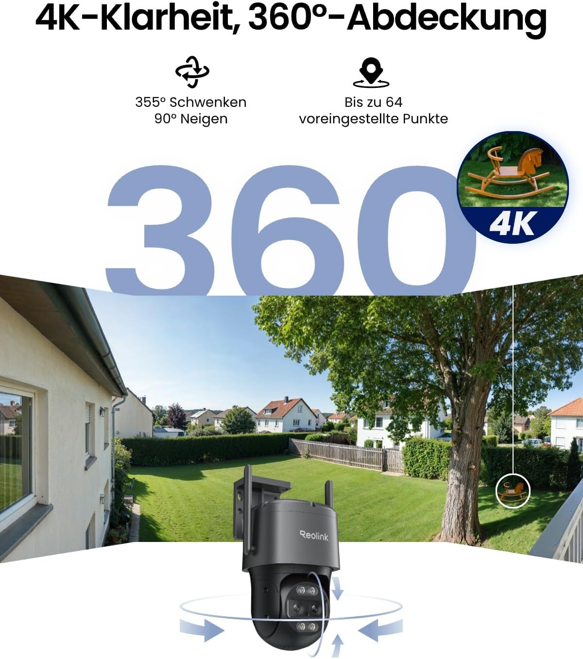 Detalle 2 de Reolink 4K 8MP Wi‑Fi 6 PTZ Überwachungskamera 6X Zoom