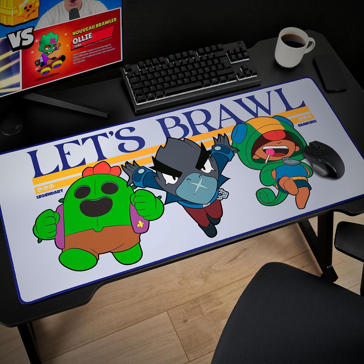 Thumbnail 1 de SUBSONIC tappetino per mouse XXL 90x40 cm con base antiscivolo e bordi cuciti (Brawl Stars, malva)