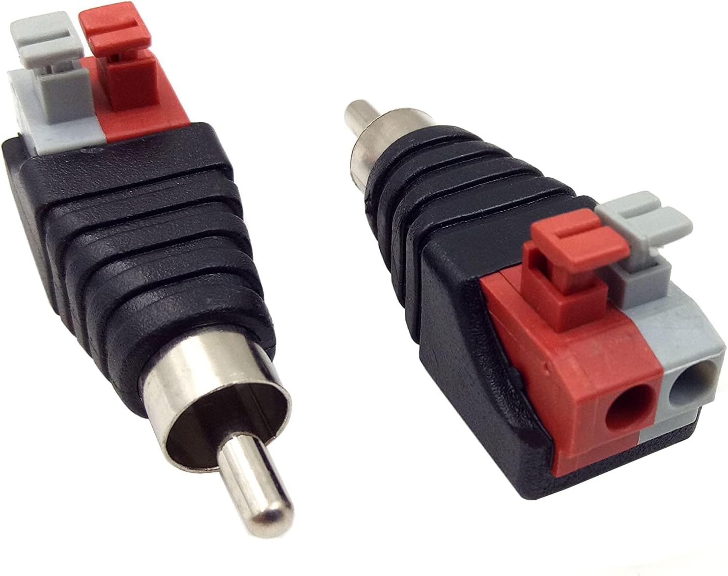 Qaoquda Speaker Phono RCA Male to AV 2 Screw Terminal Female Balun Connector Adapter (2-Pack)