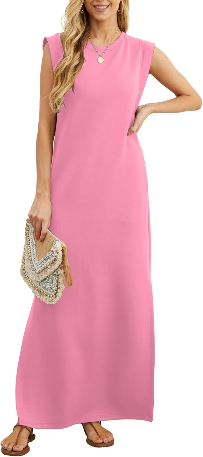Detalle de GRECERELLE women’s summer maxi dress with pockets and side split