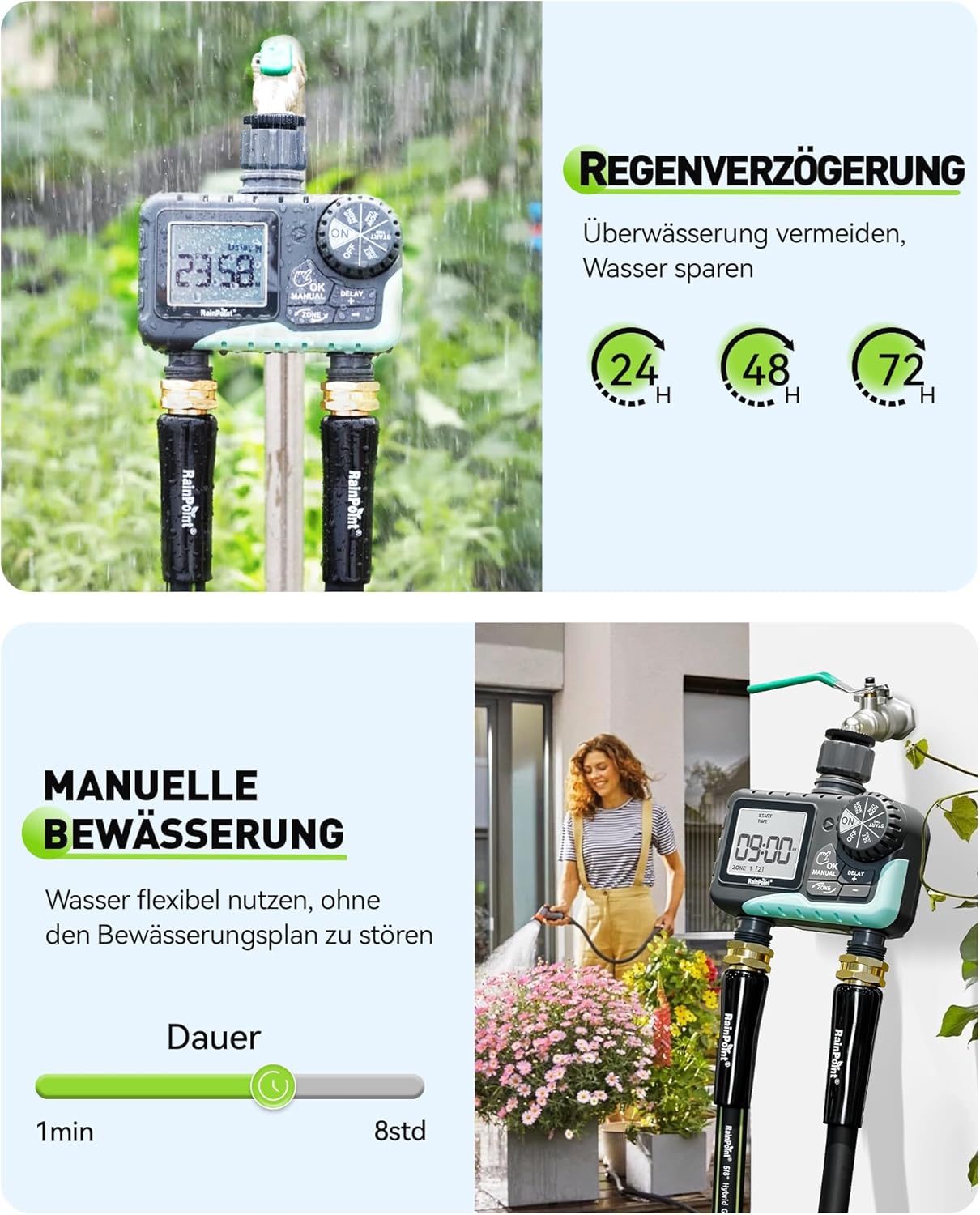 Thumbnail 3 de RAINPOINT Bewässerungscomputer mit 2 Ausgängen (IP65) und Regennachhaltigkeit