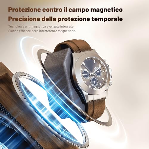 Detalle 2 de BeSokar Caricatore per Orologi 2 pezzi in legno noce nero con LED e 4 modalità di rotazione