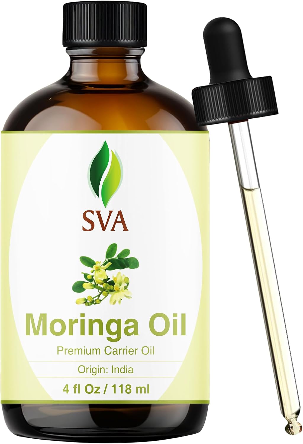 Detalle de SVA Moringa Seed Oil 4 Fl Oz — 100% Natural Cold-Pressed Carrier Oil