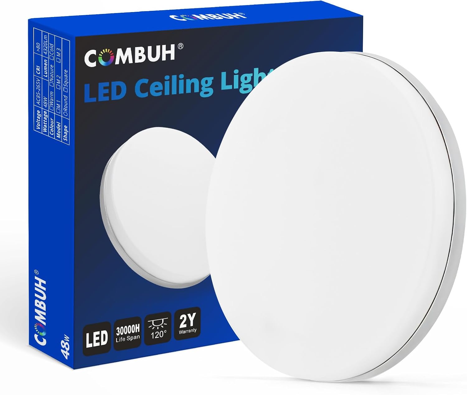 Detalle de Combuh led-plafondlamp 48 W, 4.320 lm, 4.000 K, rond Ø 30 cm