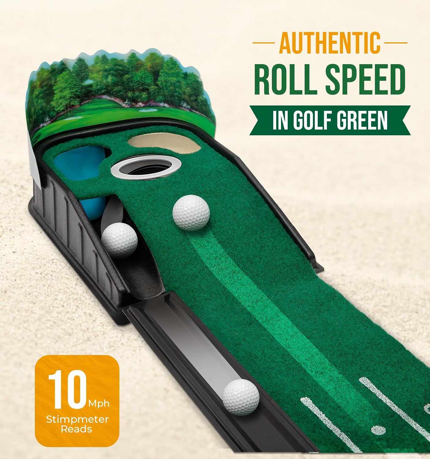 Detalle de Zcoorey GPM Indoor Golf Putting Mat with Alignment Guides and Ball Return