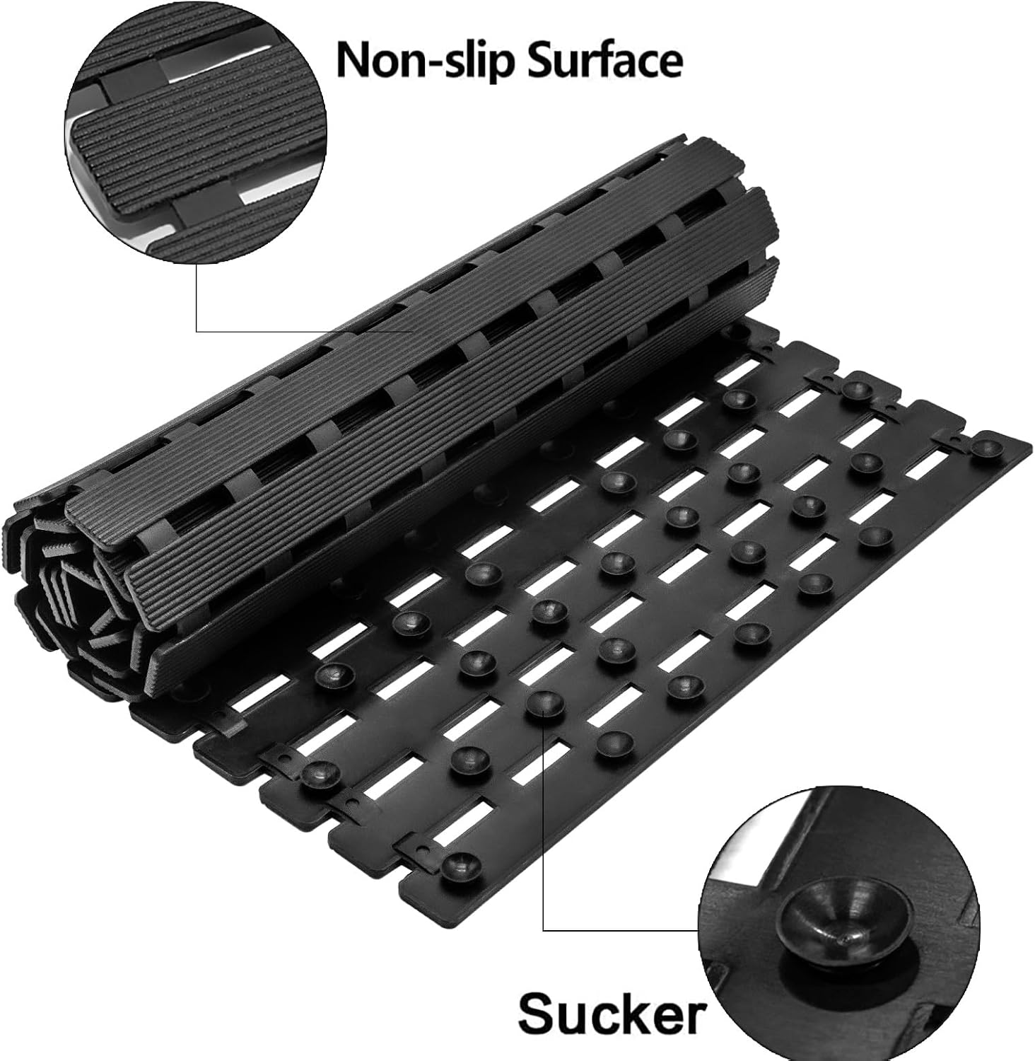 Thumbnail 1 de BEMISO Non-Slip Bathtub Mat, 37.4 x 15.7 Inches, with Suction Cups and Drain Holes