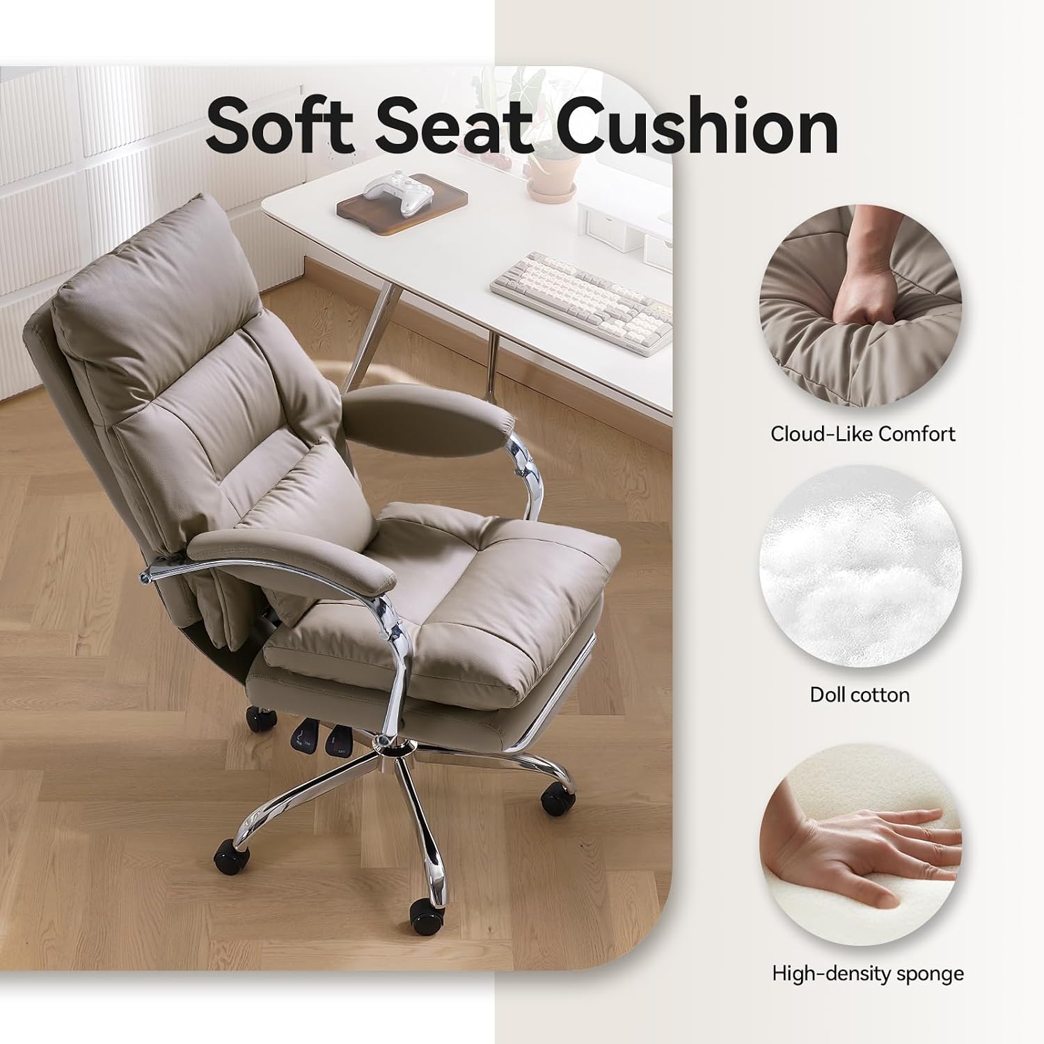 Thumbnail 5 de EMIAH Sedia da Ufficio Direzionale con Poggiapiedi – ergonomia, comfort e stile khaki