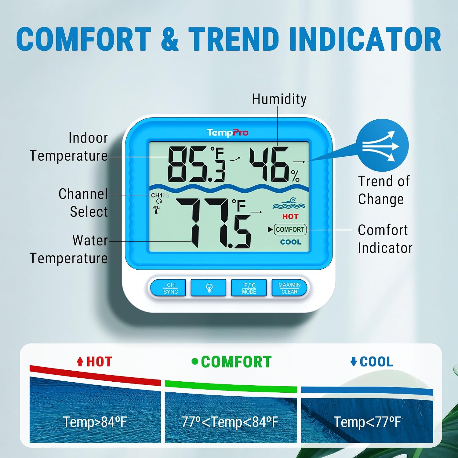 Thumbnail 6 de TempPro TempAir PLUS TP211B Wireless Pool Thermometer, 500-Foot Range