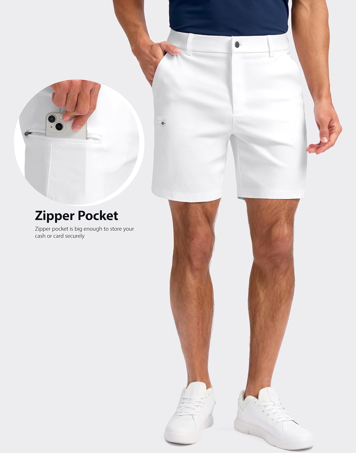 Detalle de Pudolla Men's Casual Shorts 7/9 Inch Golf Shorts Stretch with 4 Pockets