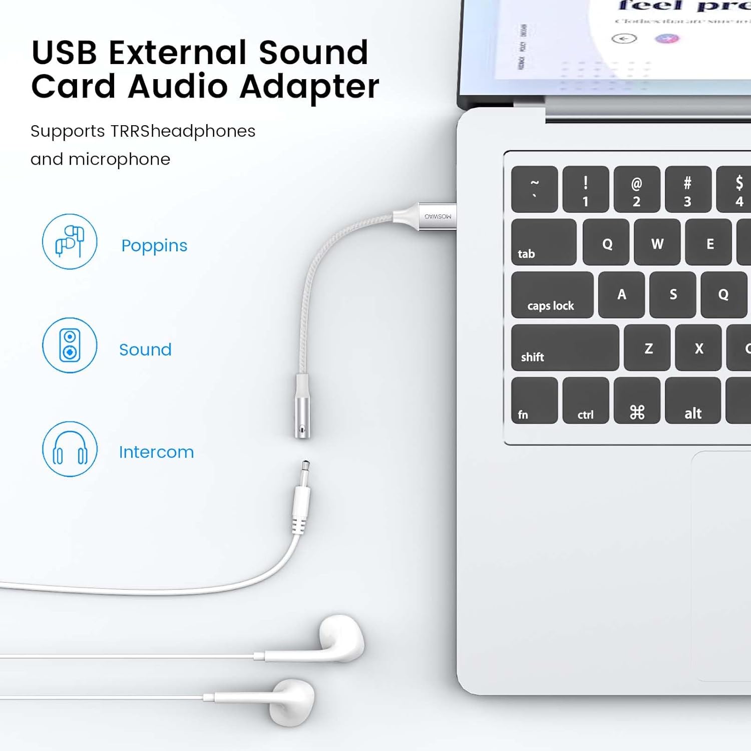 Thumbnail 4 de MOSWAG USB-zu-3,5-mm-Klinke-Audioadapter (2er-Set) mit Mikrofon-Anschluss für PC, PS4/PS5 & mehr