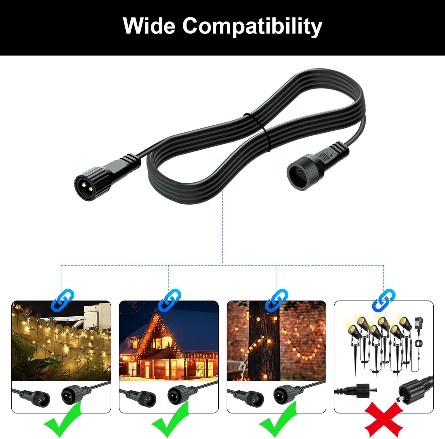 Thumbnail 6 de cshare 10m (33ft) 2‑Pin Outdoor Extension Cable for G40 Globe & String Lights (IP65 Waterproof)