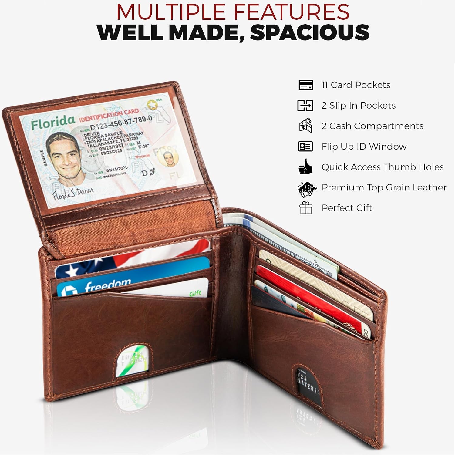 Detalle 2 de BULL GUARD Mens Bifold Wallet 11 cards