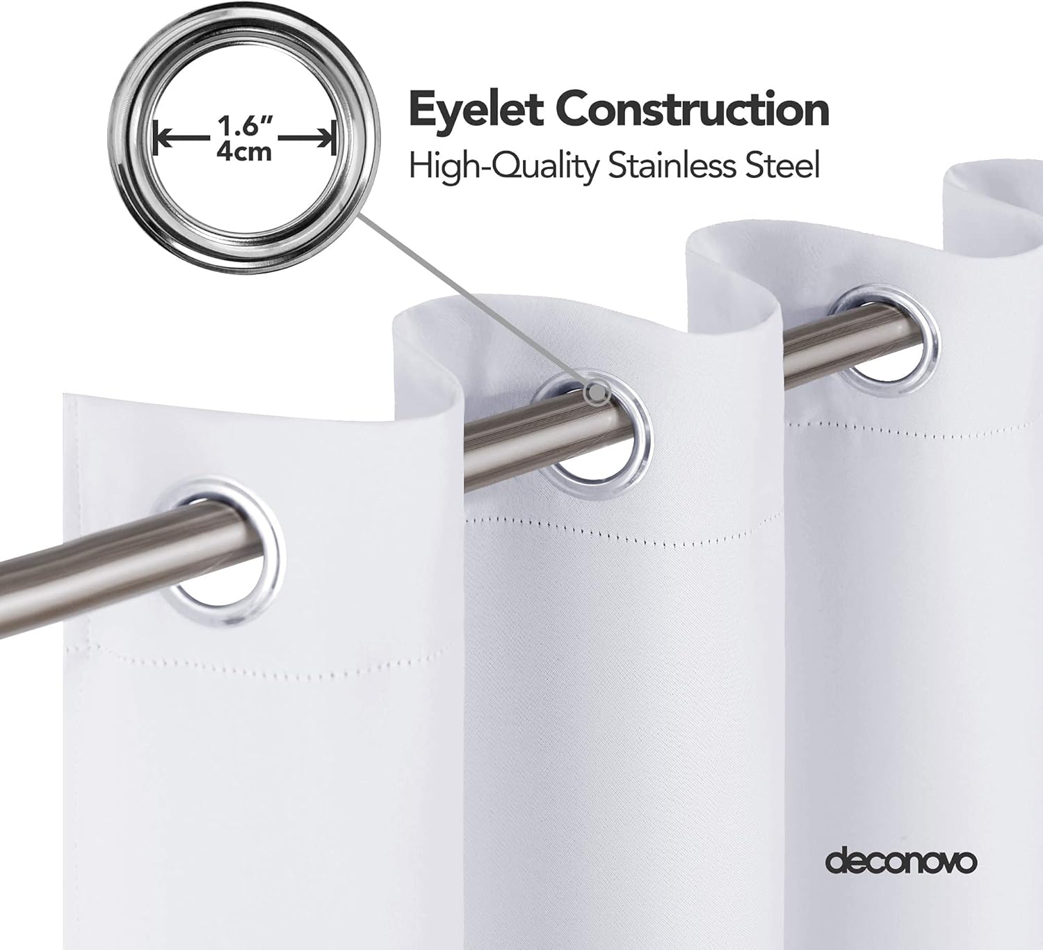 Thumbnail 4 de Deconovo Rideaux Occultants Isolant Thermique 140×300 cm – Design Moderne à Oeillets, Blanc Pâle Gris