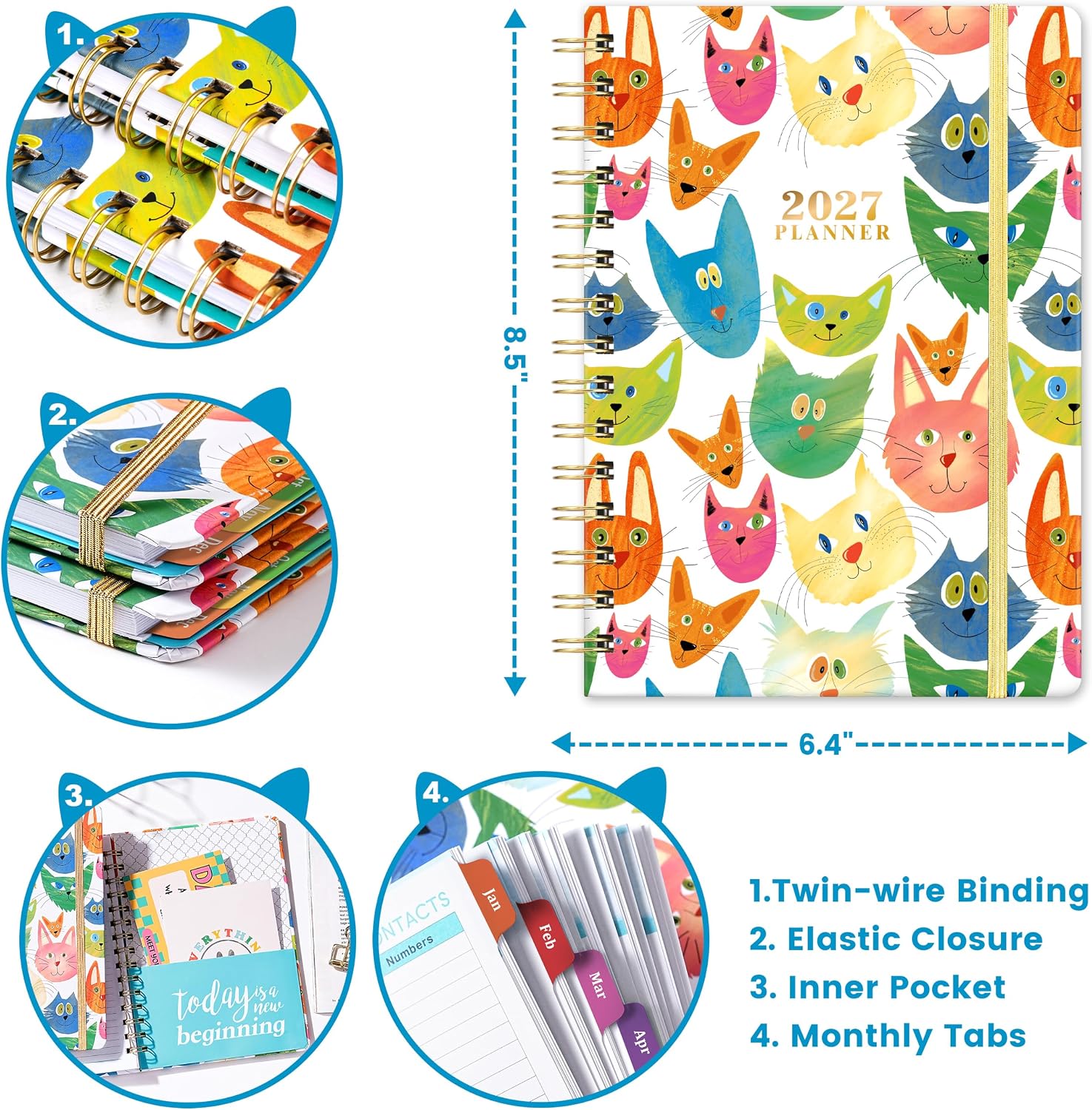 Thumbnail 5 de Planrage HHPA5MTZY34Q13 2027 Weekly and Monthly Planner, Hardcover, Colorful Tabs