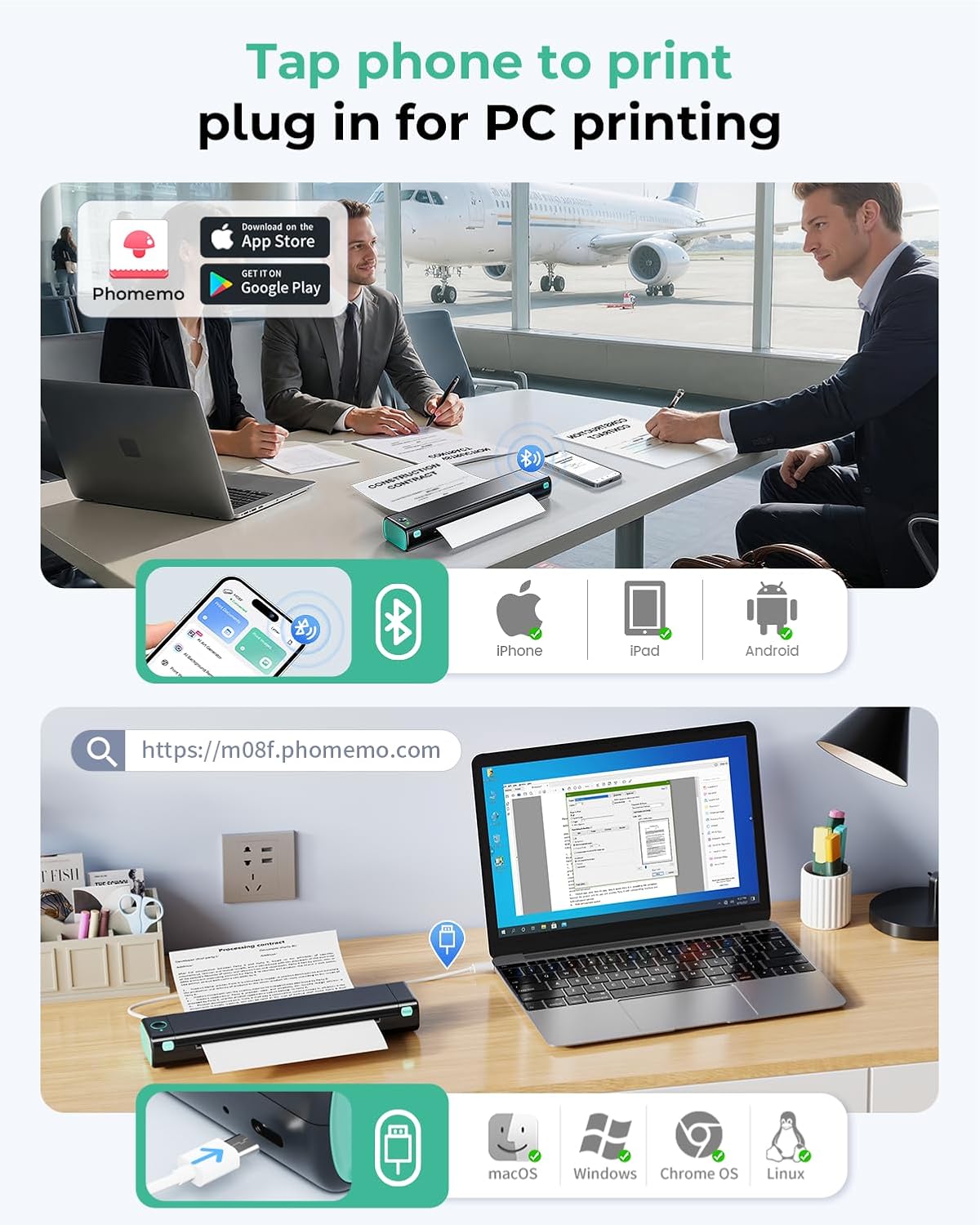 Detalle 2 de Phomemo M08F Portable Bluetooth Thermal Printer