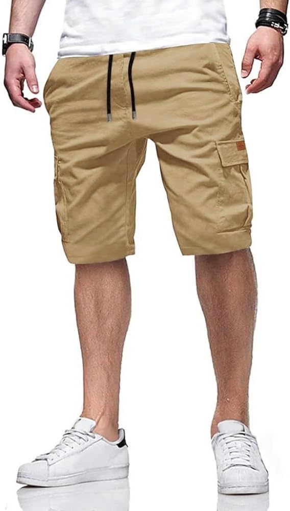 Detalle de ZOXOZ Kurze Hosen Herren – Sommer-Shorts aus Baumwolle/Leinen mit Stretch und Taschen