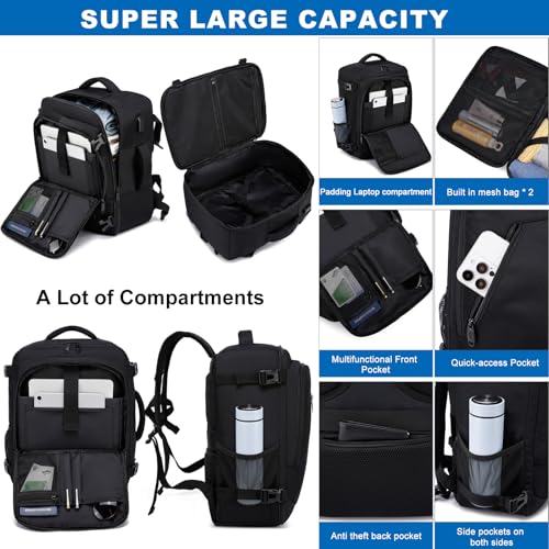 Detalle de WENIG Bagage Cabine 40x30x20 cm – Sac à Dos Voyage avec USB et Poche Laptop 14", Noir