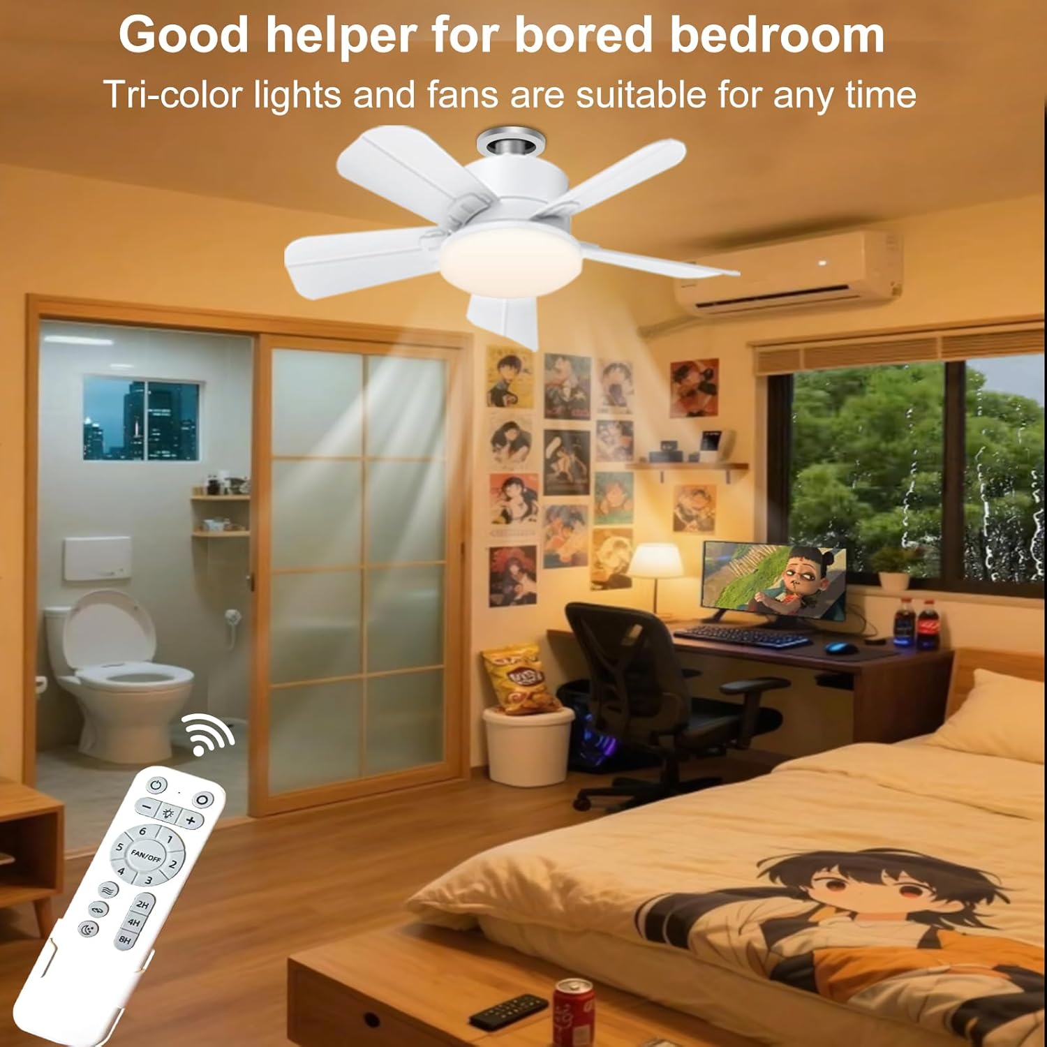 Thumbnail 6 de Ceiling Fan with Lights and Remote (E27/B22) – 2000LM 3CCT Dimmable LED, 6-Speed Reversible