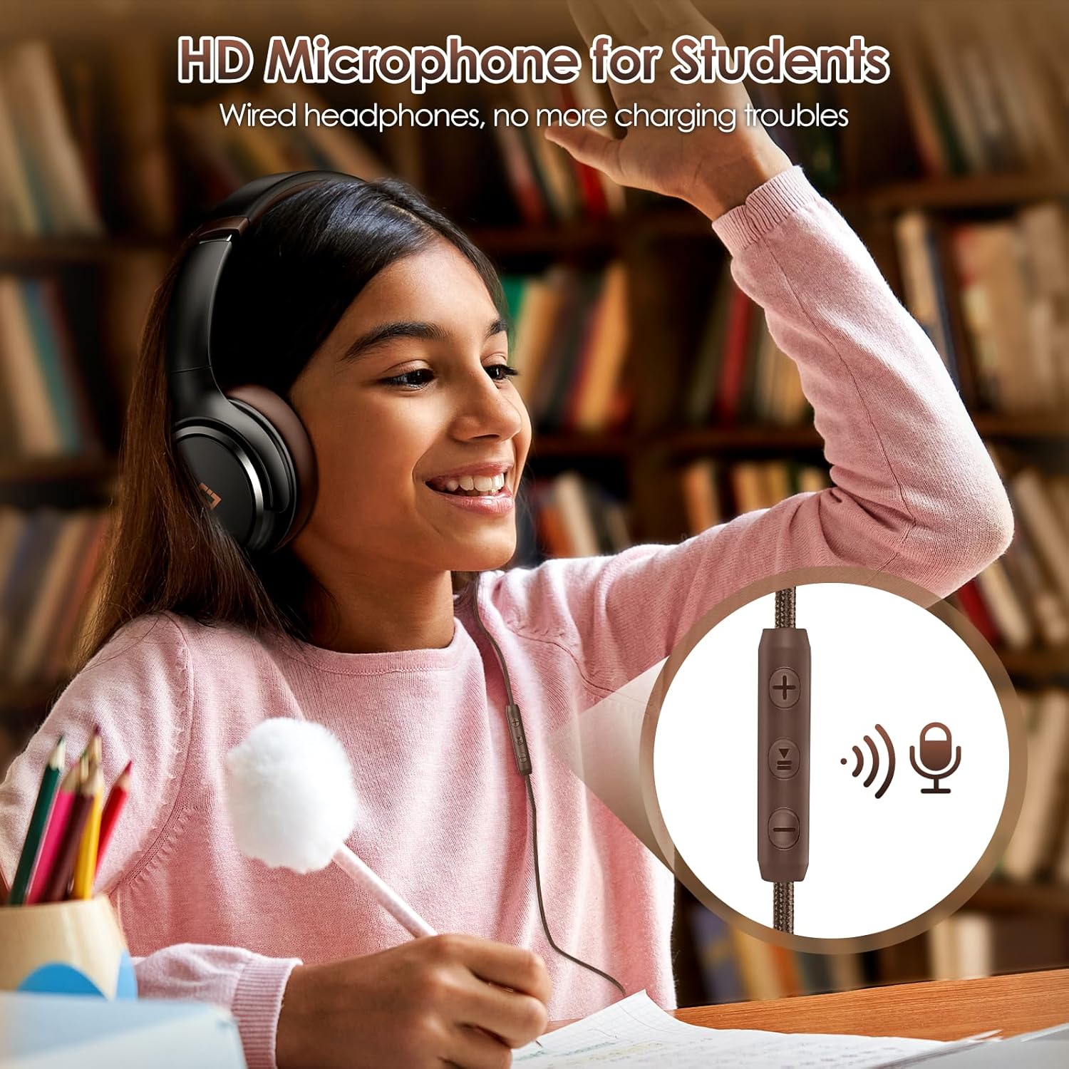 Detalle de USB-C Headphones Wired Over-Ear with 28dB ANC, Foldable, 195g, USB-C Connection