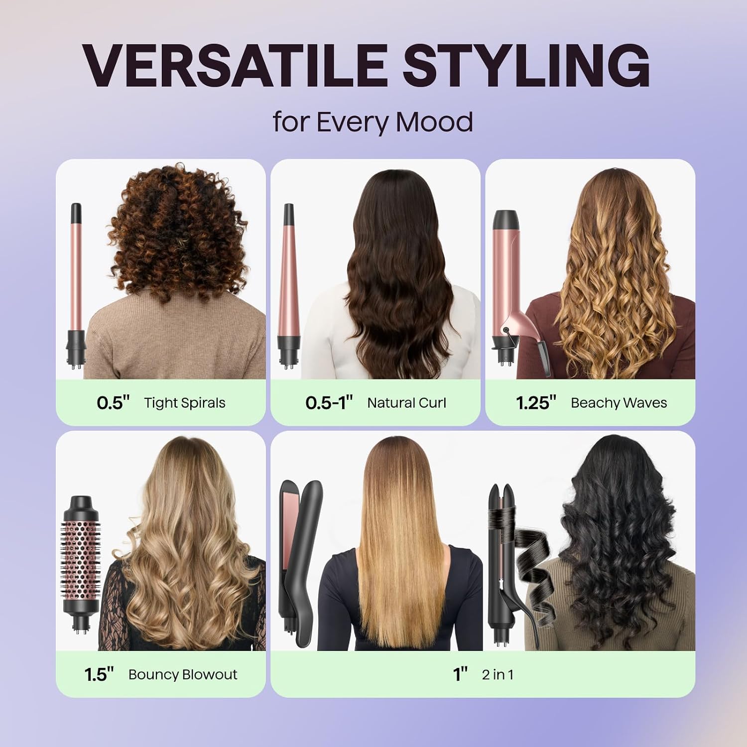 Detalle 2 de Wavytalk 5-in-1 Curling Iron Set with Thermal Brush, Ceramic Barrels and Dual Voltage
