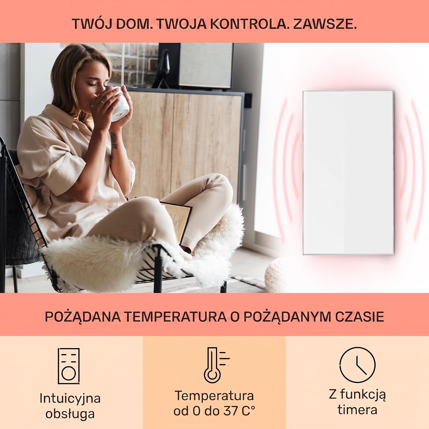 Thumbnail 3 de Klarstein Wonderwall – grzejnik ścienny na podczerwień, timer tygodniowy, IP24, 50 × 90 cm