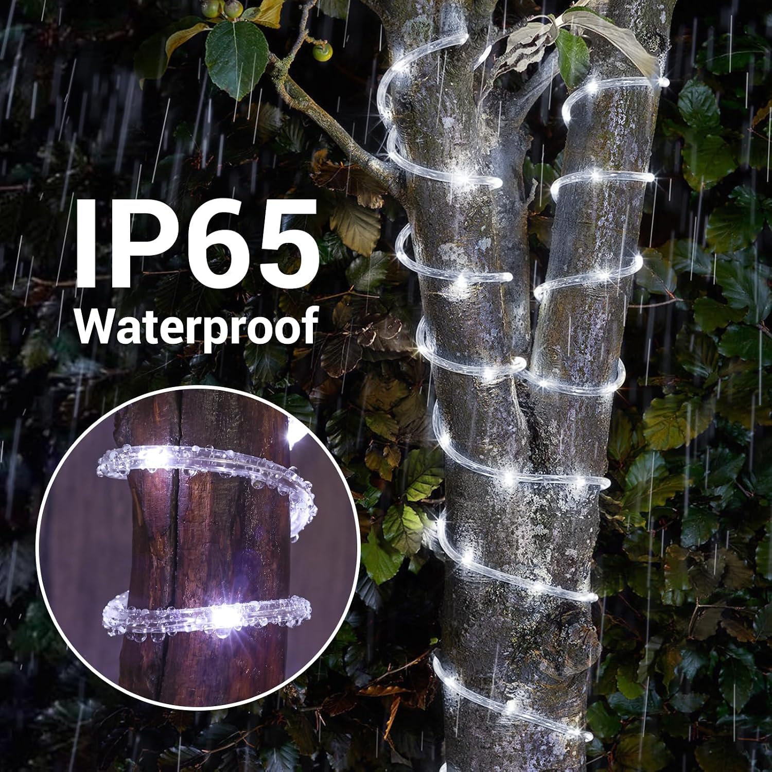 Detalle 2 de Jnaurb Solar Rope Lights, 132 ft, 400 LEDs, 8 Modes, IP65
