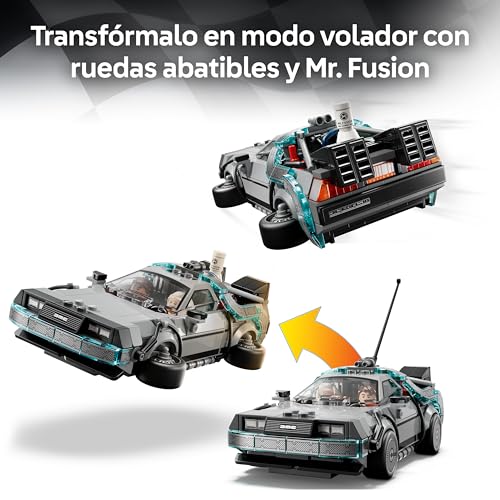 Detalle 2 de LEGO Speed Champions Máquina del Tiempo de Regreso al Futuro (77256) – Maqueta de Coche con Doc Brown y Marty McFly