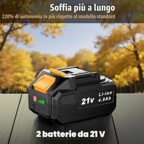 Thumbnail 3 de Soffiatore a Batteria KUZUPRO 21 V con 2 Batterie da 4,0 Ah – potenza, versatilità e libertà di movimento