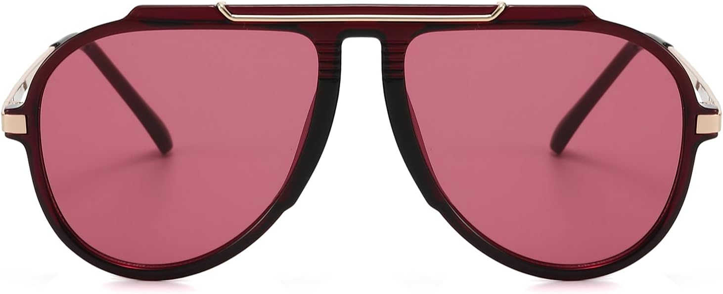 Detalle de LJCZKA Oversized Pilot Sunglasses – Gold Metal Frame, UV400 Protection