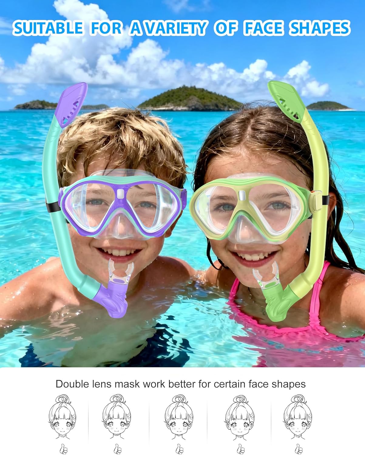 Thumbnail 4 de Gintenco Kids Snorkel Set with Dry Top Mask – 180° Panoramic View for Youth