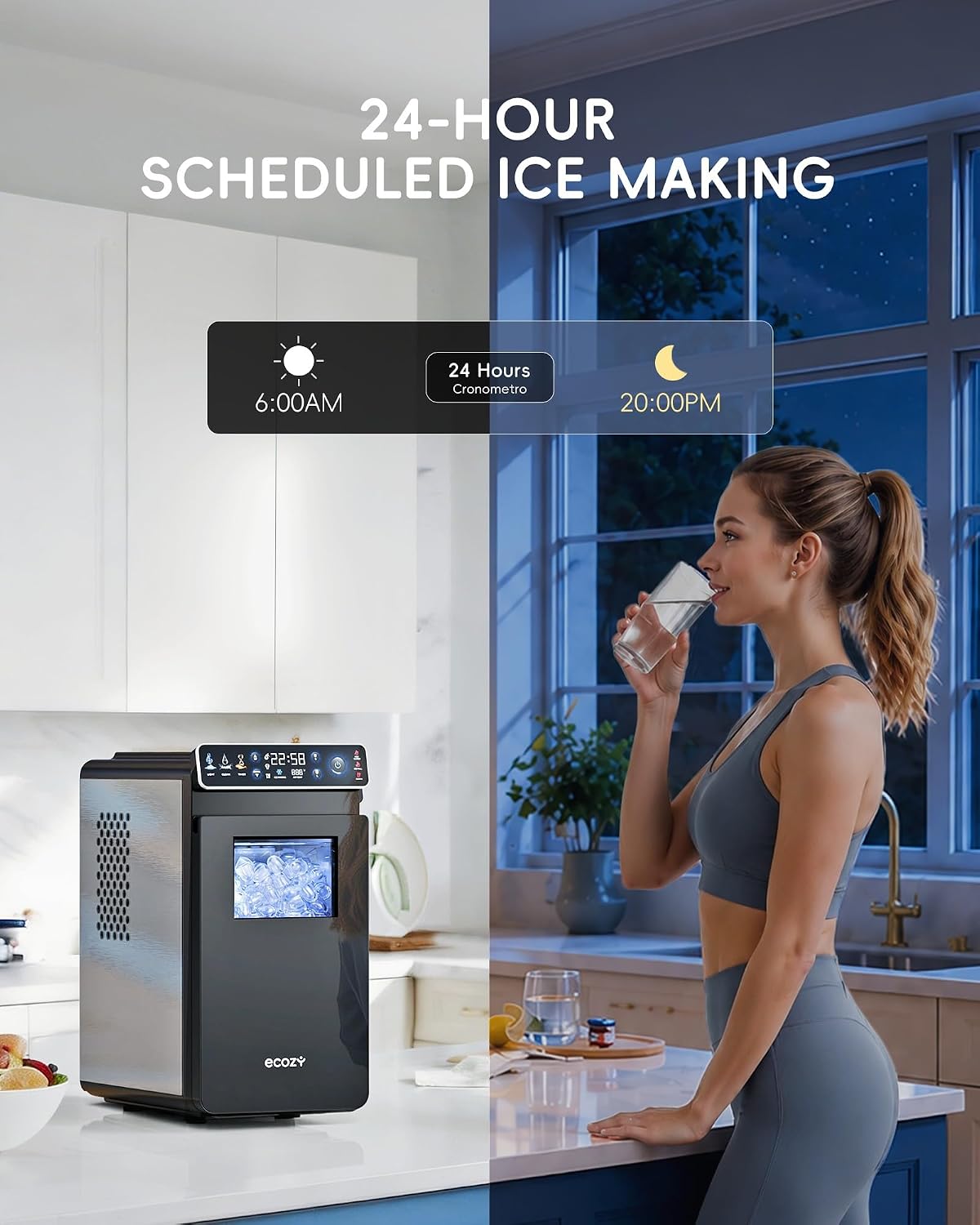 Detalle 2 de ecozy Ice Maker Machine Countertop: Compact, colourful interface with fast ice