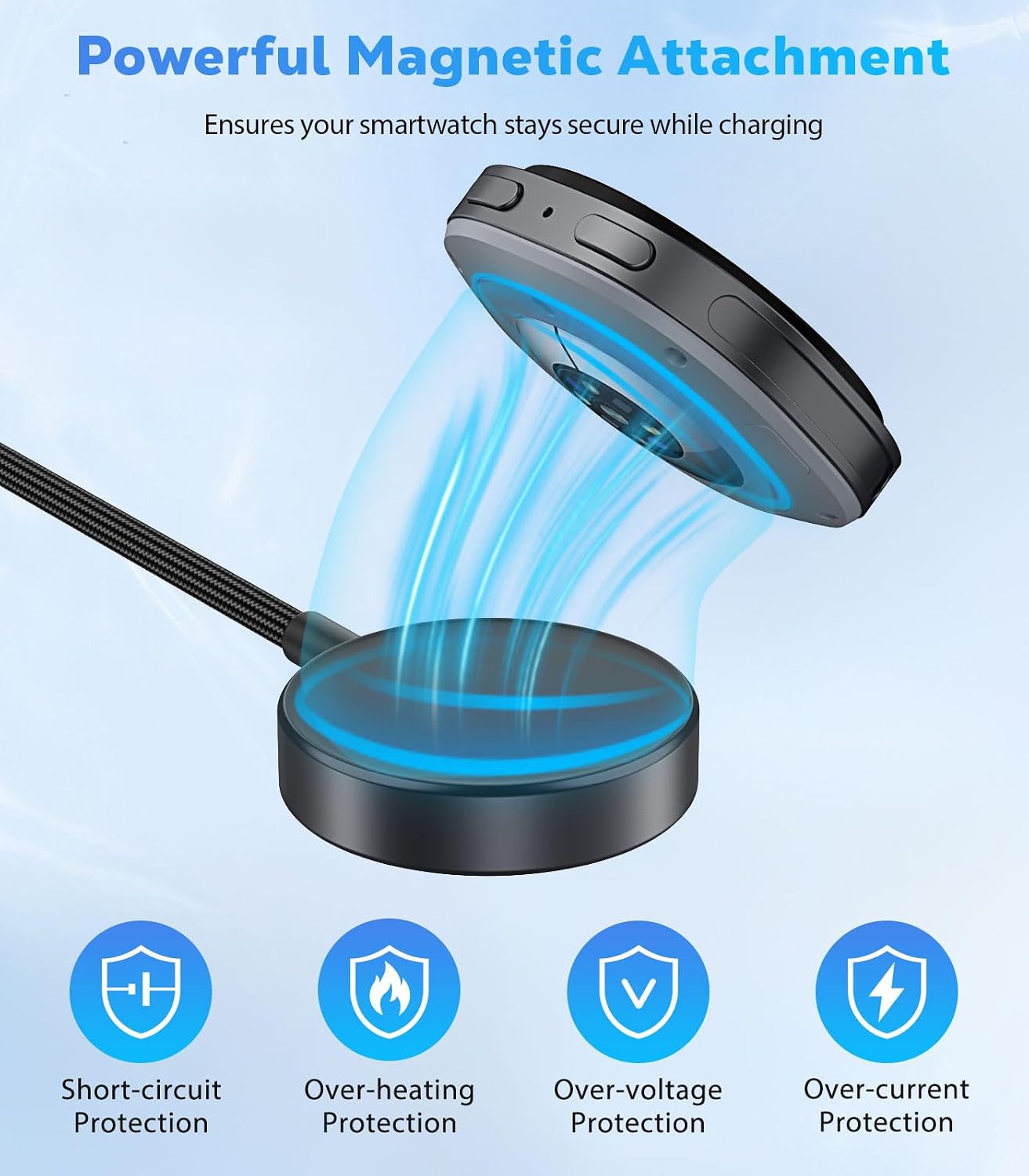 Detalle 2 de MoKo 2-in-1 Galaxy Watch Charger (2-Pack) with 3.3ft Nylon Cable and USB-C/USB-A Adapter