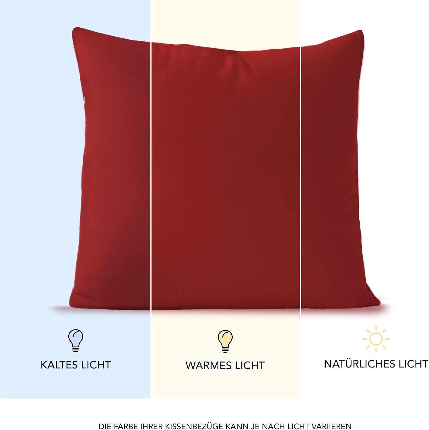Detalle de Dreamzie Jersey-Kissenbezug 60 x 60 cm (Set mit 2) – 100% Baumwolle, rot