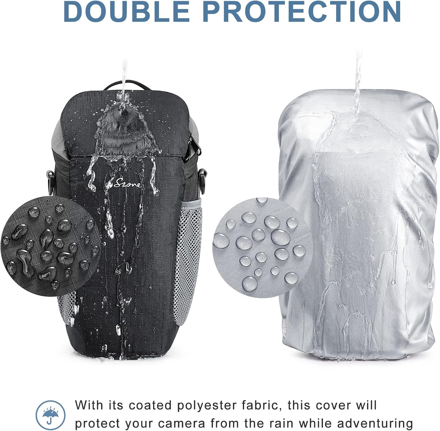 Detalle de S-ZONE Sac étanche pour appareil photo DSLR/SLR (5,5 x 11,8 x 3,75 pouces) avec housse toutes saisons