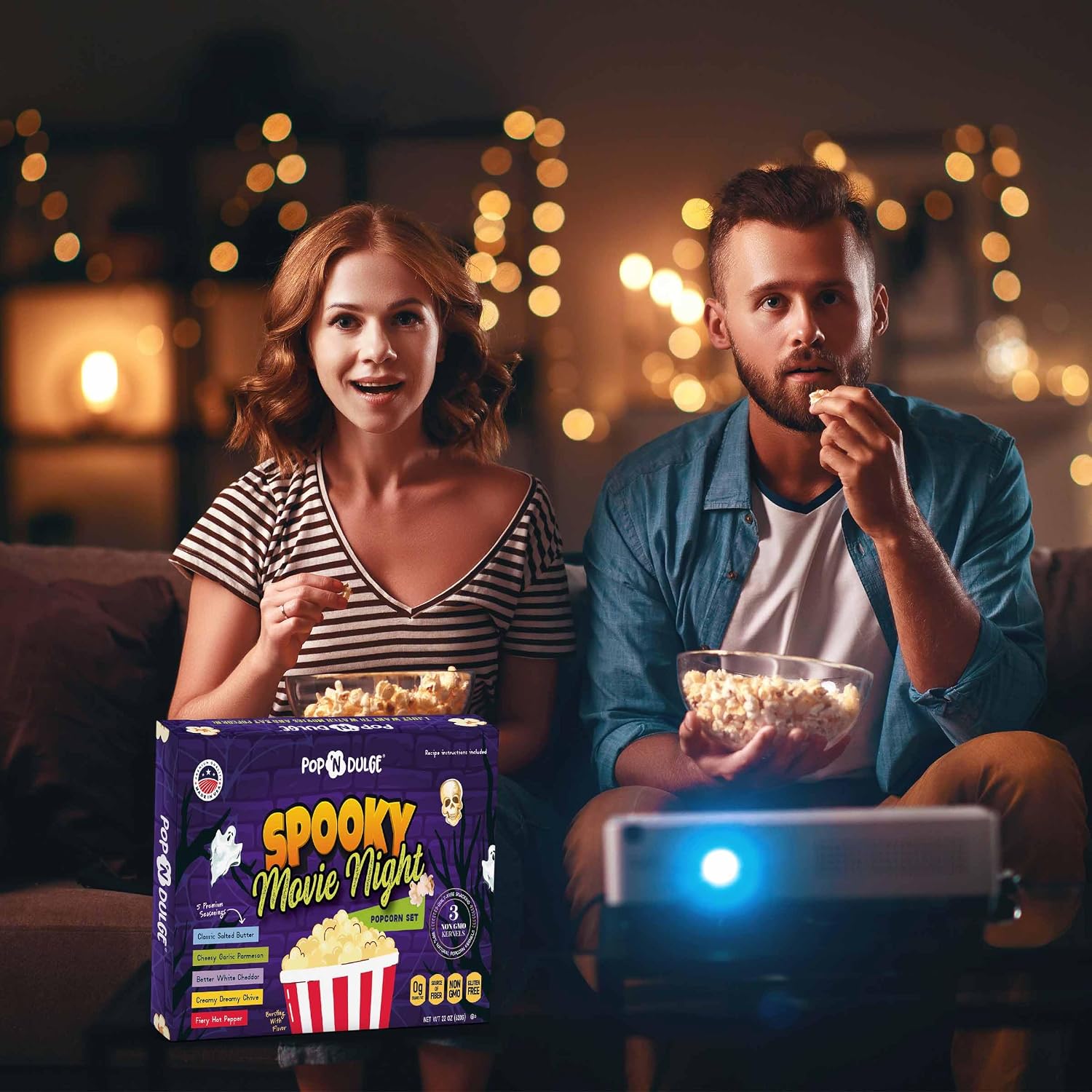Detalle 2 de Pop 'N Dulge Halloween Popcorn Gift Set with 3 Kernel Colors and 5 Seasonings