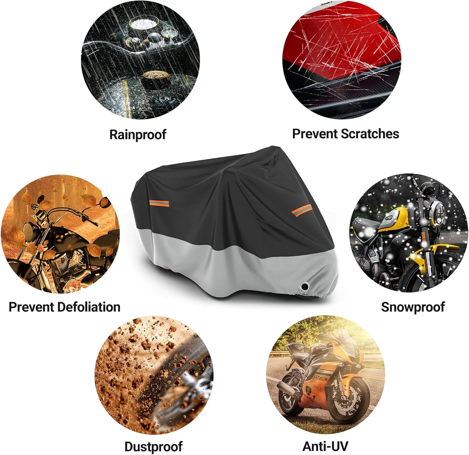 Thumbnail 5 de Favoto Waterproof Motorcycle Cover for Rain, UV, Dust & Snow (86.6 x 41.3 x 49.2 inches)