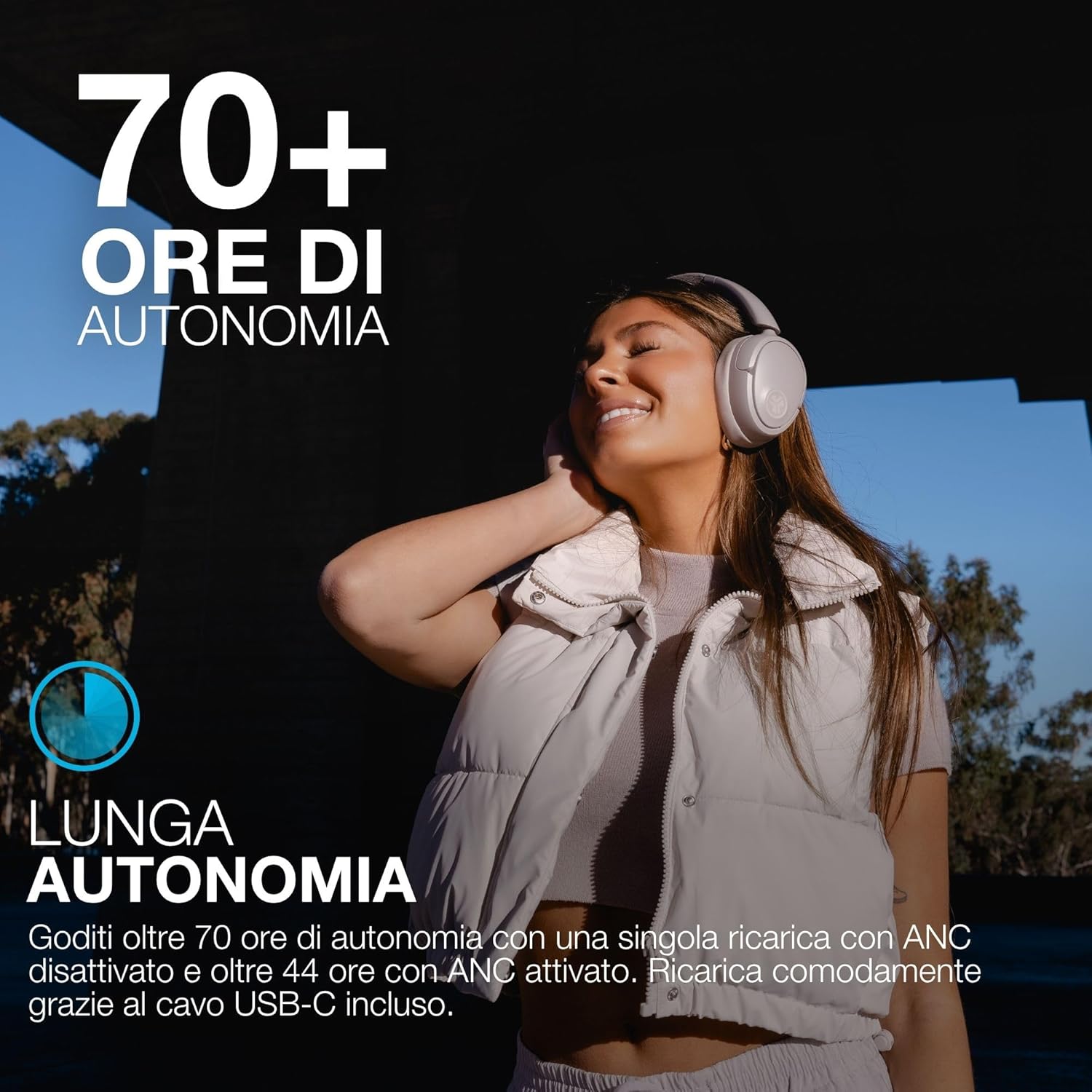 Thumbnail 2 de JLab JBuds LUX ANC – Cuffie Bluetooth over-ear wireless pieghevoli con cancellazione attiva del rumore e micro per chiamate