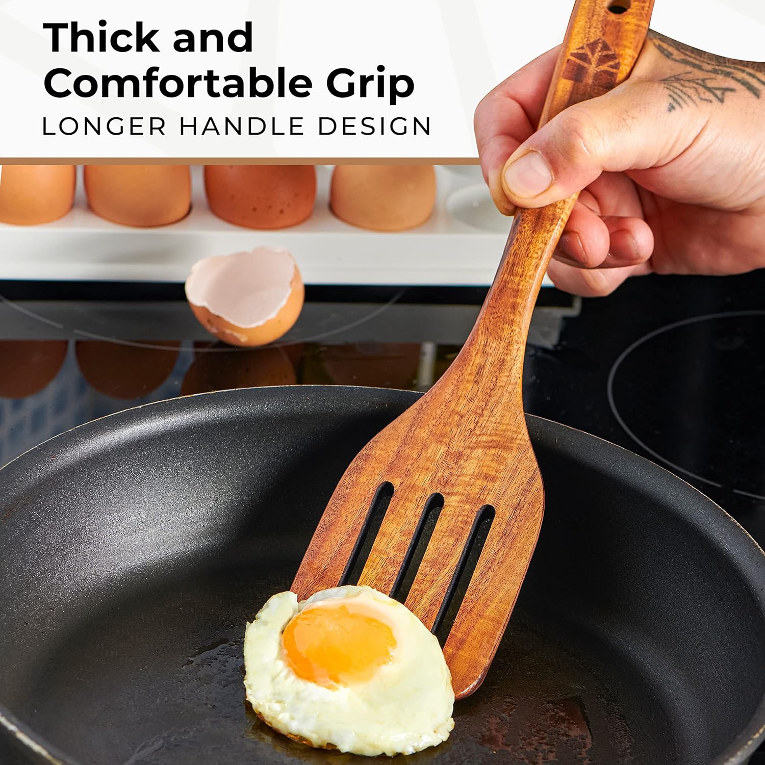 Detalle 2 de Teak Wooden Spatula Set of 4 for Cooking 🍽